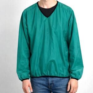 Vintage 90s Izod Club Windbreaker Mens L V-Neck Golf Pullover Green Sports Prep